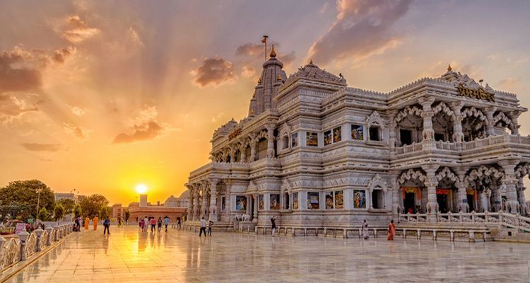 Image of Prem Mandir Temple In Vrindavan, Mathura. India.-BE087906-Picxy